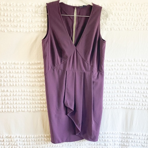 Gap deep v-neck plum sleeveless wrap dress 4 - Picture 3 of 6